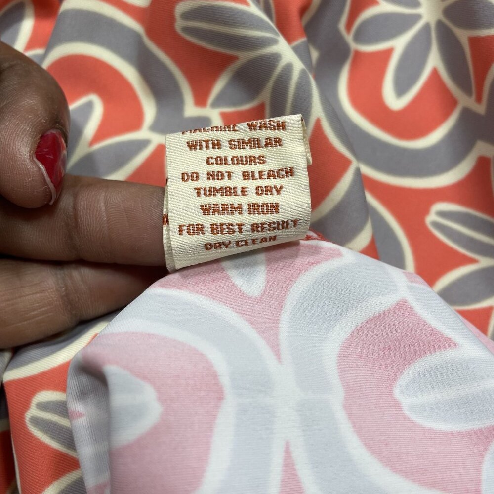 Aryeh Womens Floral Dress Long Sleeve Size Medium Scoop Neck Gray Pink C - Picture 12 of 12